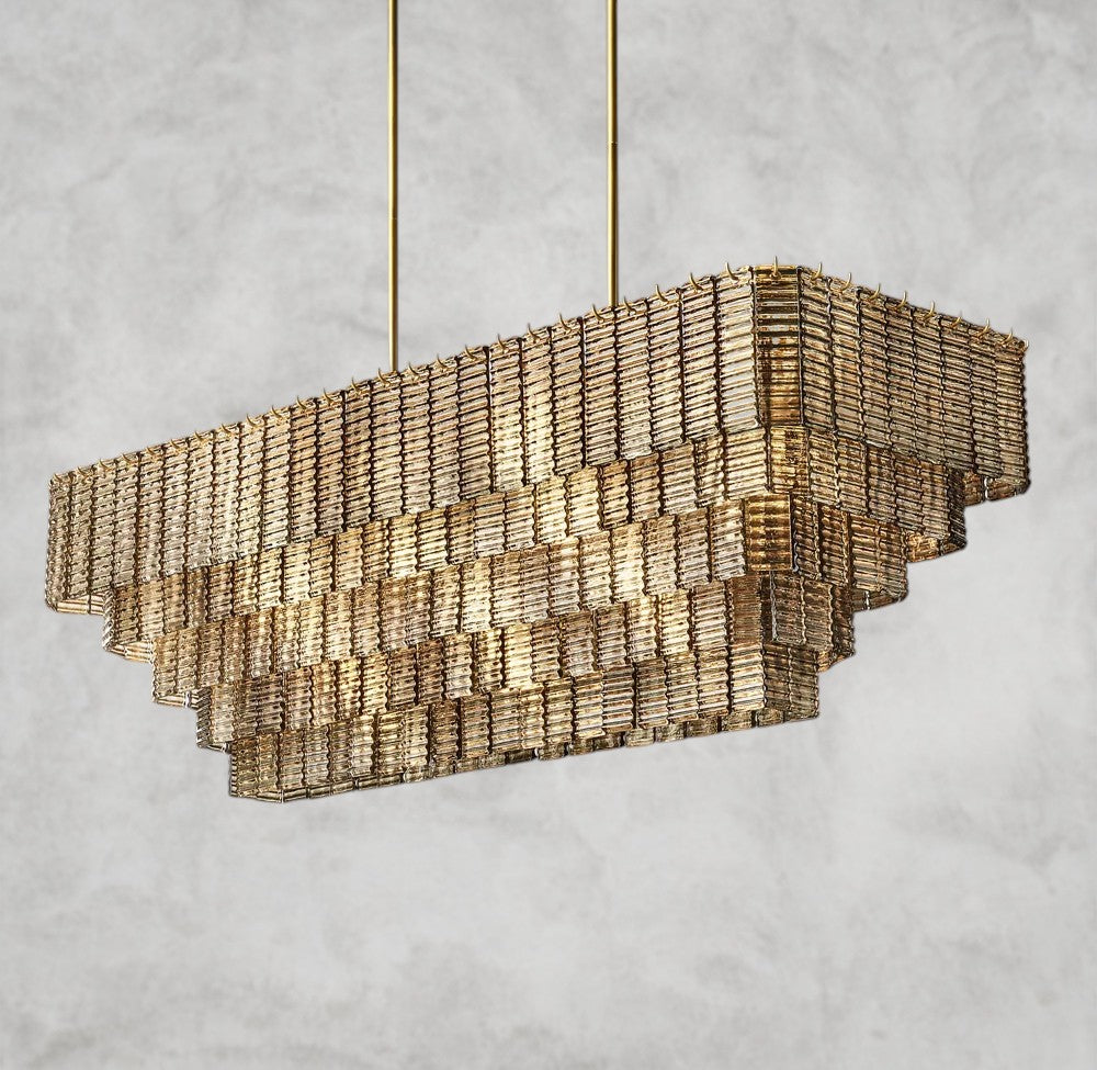 Sirene Smoke Glass Rectangular Chandelier 59", 77"